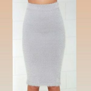 Lulu's | Grey Midi Textured Skirt